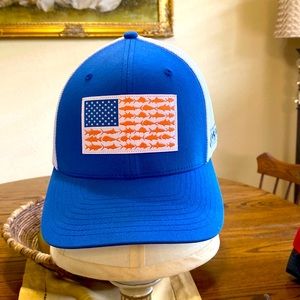 Columbia cap, s/m, Blue/white, American flag with fish